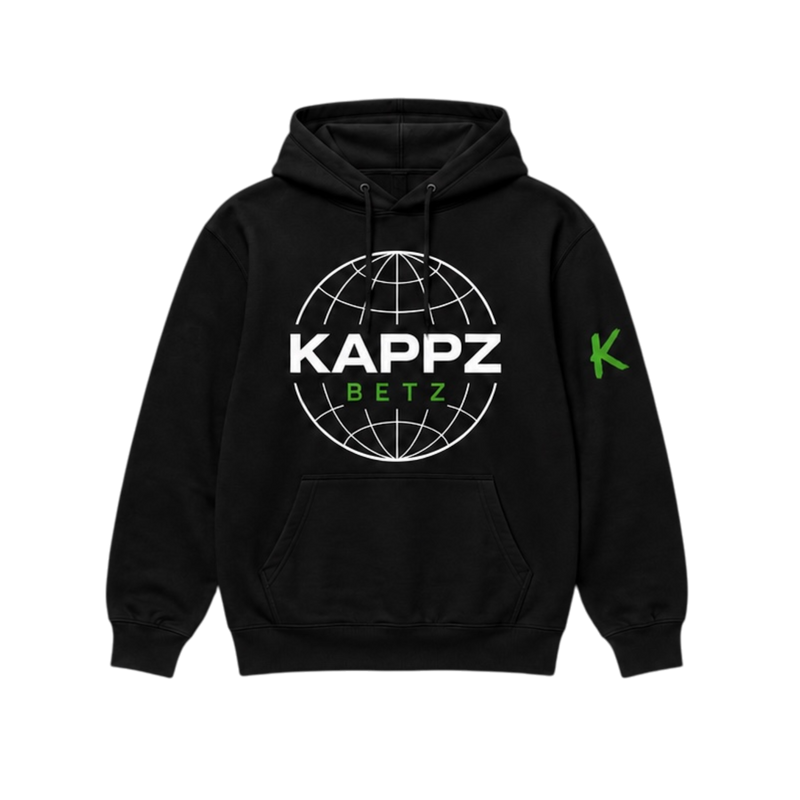 Kappz Betz Globe Logo Hoodie — Play Smart. Bet Smarter.
